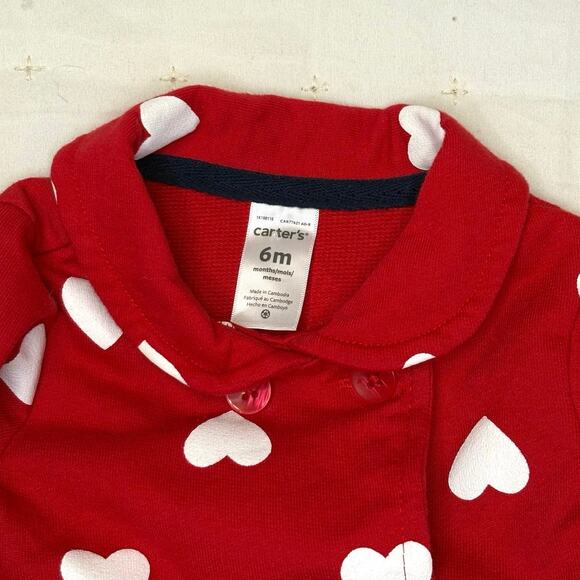 Carter's Jersey Knit Double Breasted Peplum Jacket Baby Girl 6M Red White Hearts - Picture 3 of 8